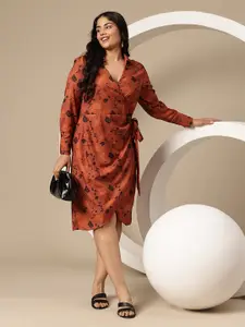 Sztori Plus Size Floral Print Wrap Dress
