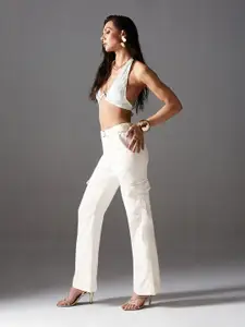 Miss Chase Women Wide Leg High-Rise Stretchable Jeans