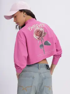 glitchez Printed Crop Sweatshirt