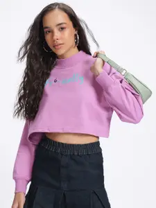 glitchez Printed Boxy Crop Sweatshirt