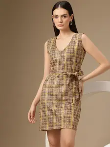 Chemistry Checked A-Line Dress With Belt