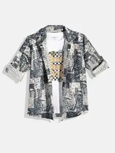 CHARCHIT Boys Comfort Semi Sheer Printed Casual Shirt with Tshirt