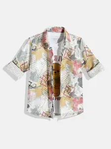 CHARCHIT Boys Comfort Semi Sheer Printed Casual Shirt with Tshirt