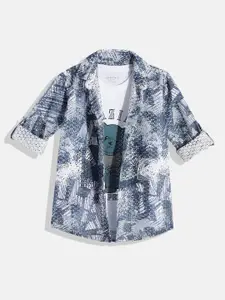 CHARCHIT Boys Comfort Semi Sheer Printed Casual Shirt with Tshirt