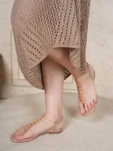 Luxyfeel Women T-Strap Flats