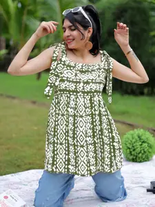 KALINI Ethnic Motifs Printed Square Neck Kurti