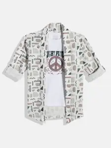 CHARCHIT Boys Printed T-shirt With Shrug