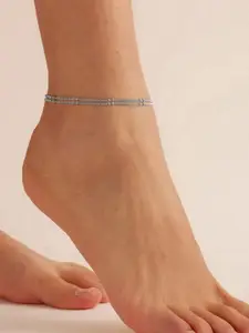 VAMA Silver Plated Layered Beads Anklet Bracelet Chain Jewellery Ankle Anklets