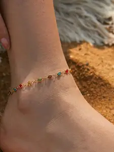 VAMA Gold Plated Layered Chain Round Charm Anklet Bracelet Jewellery Anklets