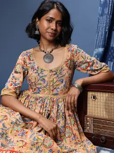 Taavi Sanganeri Floral Printed A-Line Kurta