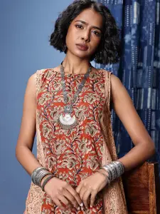 Taavi Kalamkari Ethnic Motifs Printed Pure Cotton Kurta