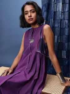 Taavi Checked Pure Cotton Ikat Ethnic Dresses