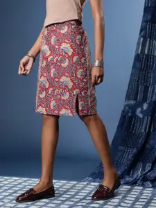 Taavi Floral Printed Pure Cotton Sanganeri Skirt