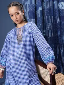 Taavi Checked Pure Cotton Nagri Kurta