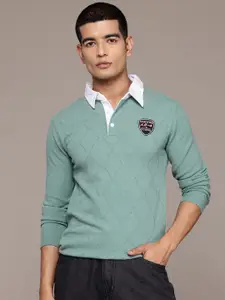 The Roadster Lifestyle Co. Men Geometric Self Design Woollen Pullover