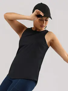 Blissclub Women Round Neck Solid Tank T-shirt