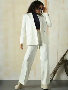 High Star Notched Lapel Collar Oversized Fit Double Breasted Blazer