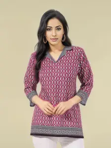 KALINI Women Geometric Printed Shirt Collar Kurti