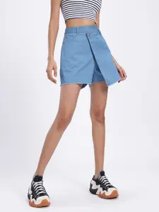 glitchez Twill Frayed Hem Regular Fit Skorts