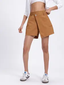 glitchez Twill Frayed Hem Regular Fit Skorts