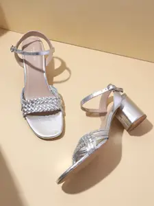 Kenneth Cole Leather Woven Design Block Heels