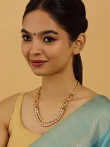 Kushal's Fashion Jewellery Embellished Bridal 92.5 Silver Gold-Plated Stone Necklace