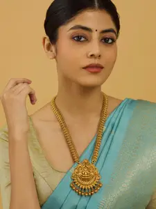 Kushal's Fashion Jewellery Gold-Plated Temple Antique Necklace