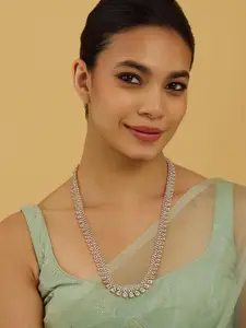 Kushal's Fashion Jewellery Rhodium Gold-Plated Cubic Zirconia Studded Necklace