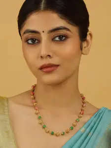 Kushal's Fashion Jewellery Gold-Plated Beaded Antique Necklace