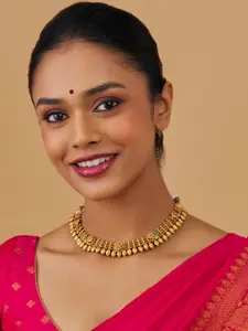 Kushal's Fashion Jewellery Gold-Plated Stone Studded Antique Necklace