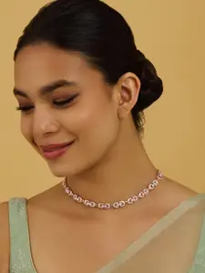 Kushal's Fashion Jewellery Rose Gold-Plated Cubic Zirconia Studded Necklace