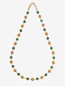 Kushal's Fashion Jewellery Gold-Plated Studded & Beaded Lakshmi Goddess Antique Necklace