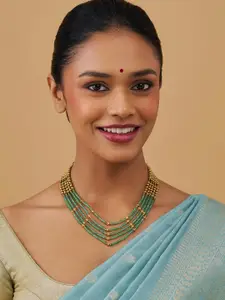 Kushal's Fashion Jewellery Gold-Plated Beaded Antique Necklace