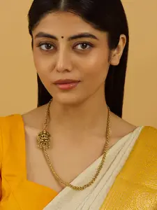 Kushal's Fashion Jewellery Gold-Plated Temple Antique Necklace