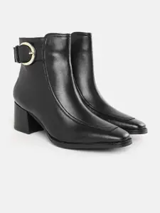 Lino Perros Women Mid-Top Buckle Detailing Block Heel Boots