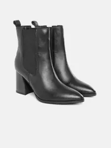 Lino Perros Women Pointed-Toe Chelsea Boots with Block Heels