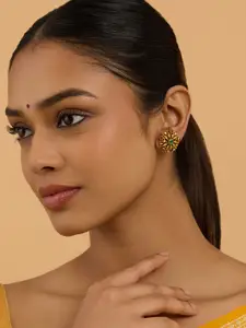 Kushal's Fashion Jewellery Gold-Plated Floral Studs Earrings
