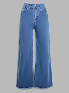 Miss Chase Women Wide Leg High-Rise Cotton Stretchable Jeans