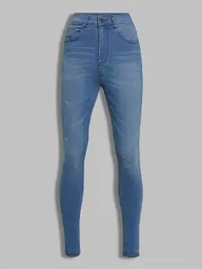 Miss Chase Women Skinny Fit High-Rise Low Distress Light Fade Stretchable Jeans