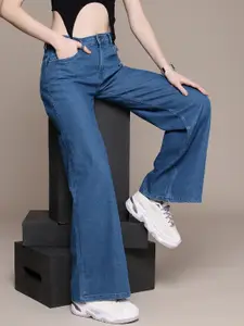 The Roadster Life Co. Women Wide Leg Light Fade Stretchable Jeans