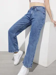 The  Roadster Life Co. Women Straight Fit Light Fade Stretchable Jeans