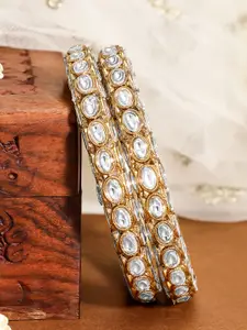 Rubans Set of 2, 18K Gold Plated Mirror Studded Handcrafted Traditional Bangles