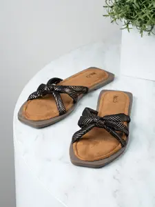 Inc 5 Women Printed Open Toe Flats with Embroidered