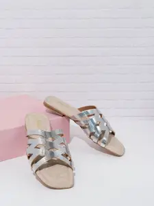 Inc 5 Women Striped Open Toe Flats