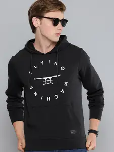 Flying Machine Brand Logo Embossed Hooded Sweatshirt