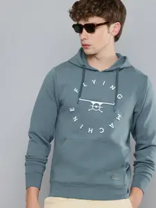 Flying Machine Brand Logo Embossed Hooded Sweatshirt