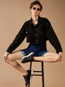 DOLCE CRUDO Women Skinny Fit High-Rise Denim Shorts