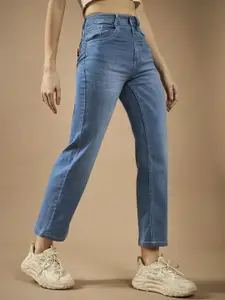 DOLCE CRUDO Women Wide Leg Light Fade Stretchable Jeans