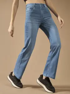 DOLCE CRUDO Women Wide Leg Light Fade Stretchable Jeans