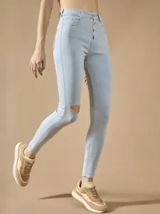 DOLCE CRUDO Women Skinny Fit High-Rise Highly Distressed Stretchable Jeans